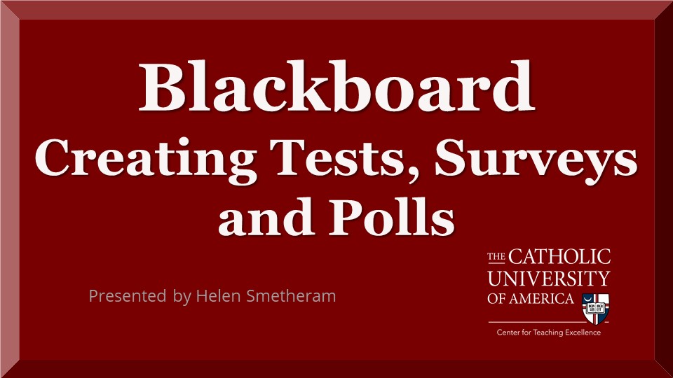 blackboard creating test, surveys and polls button