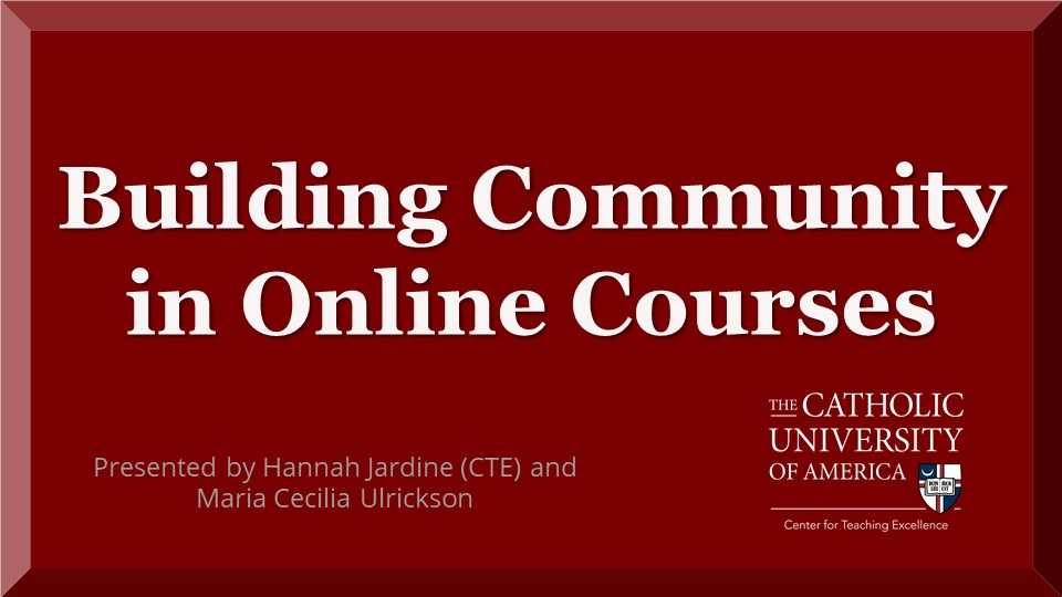 Building community in online courses