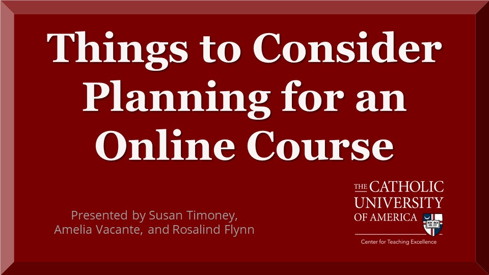 things to consider planning for an online course