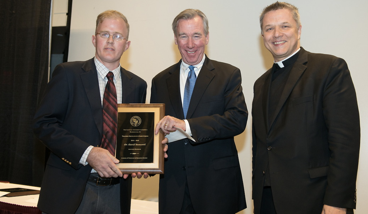 David Bosworth, President John Garvey and Very Rev. Mark Morozowich