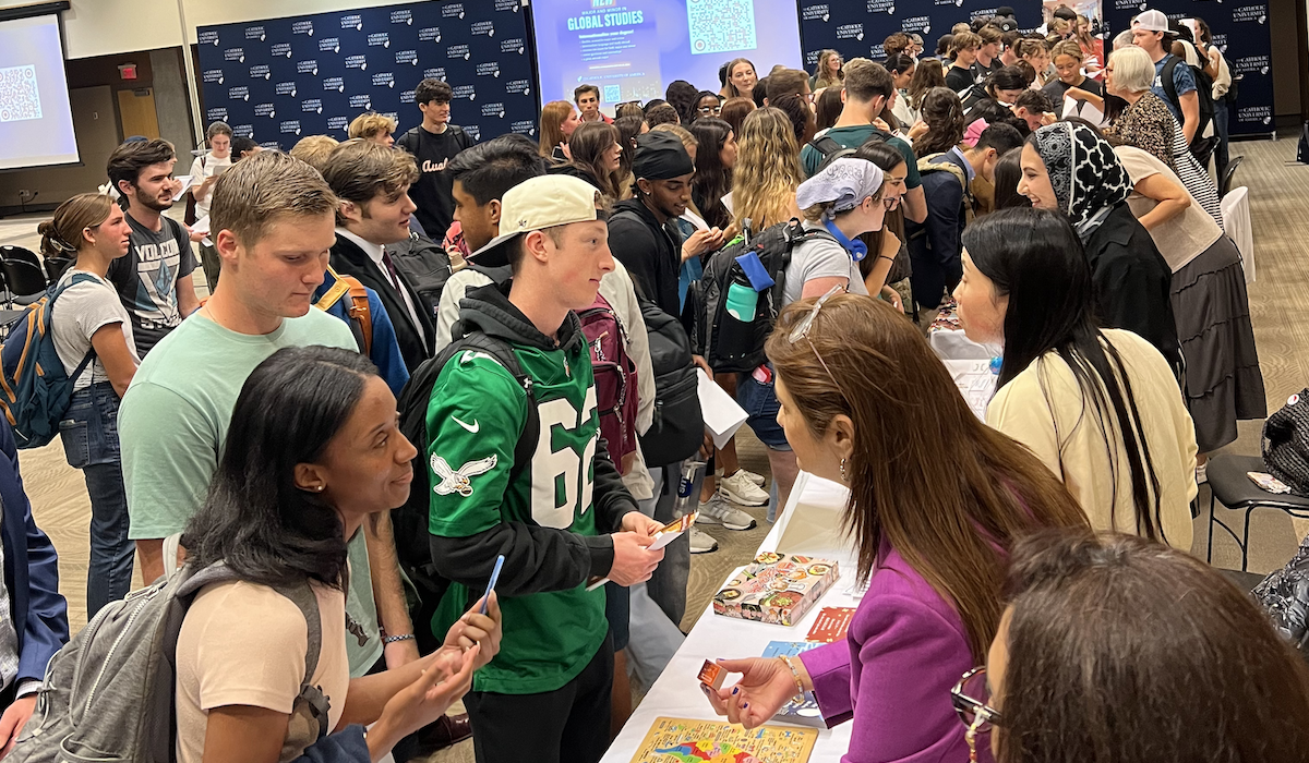 Students attend the Launch Party for the new Global Studies Major and Minor