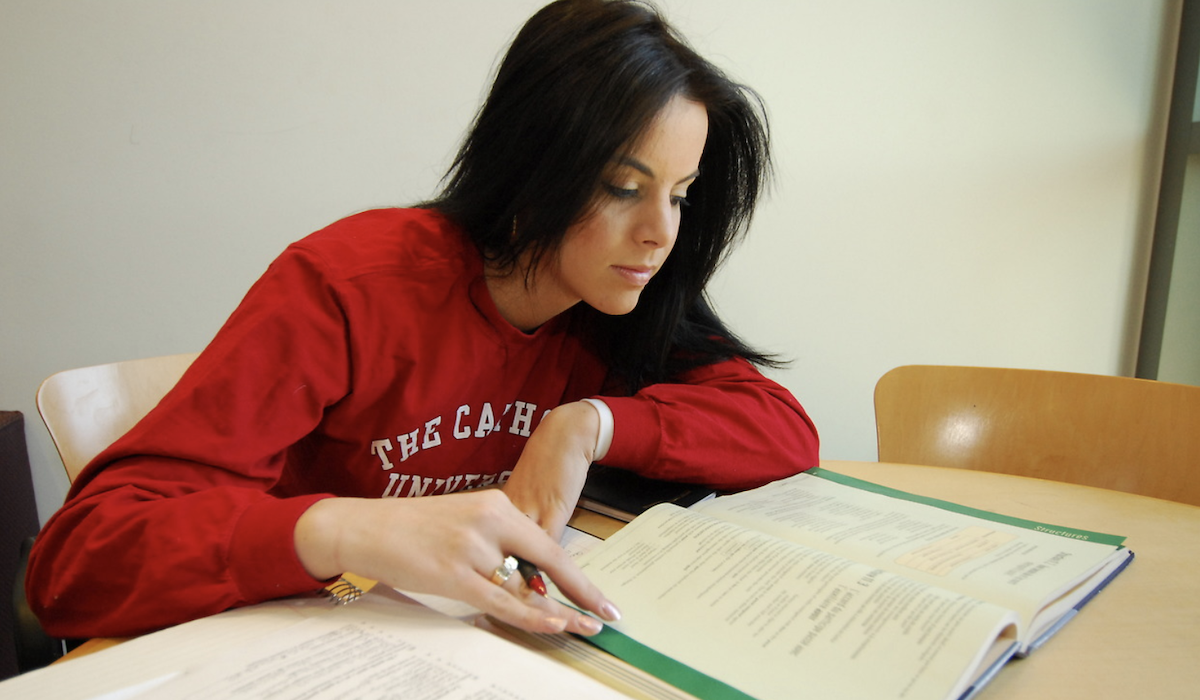 Catholic U Student Studying