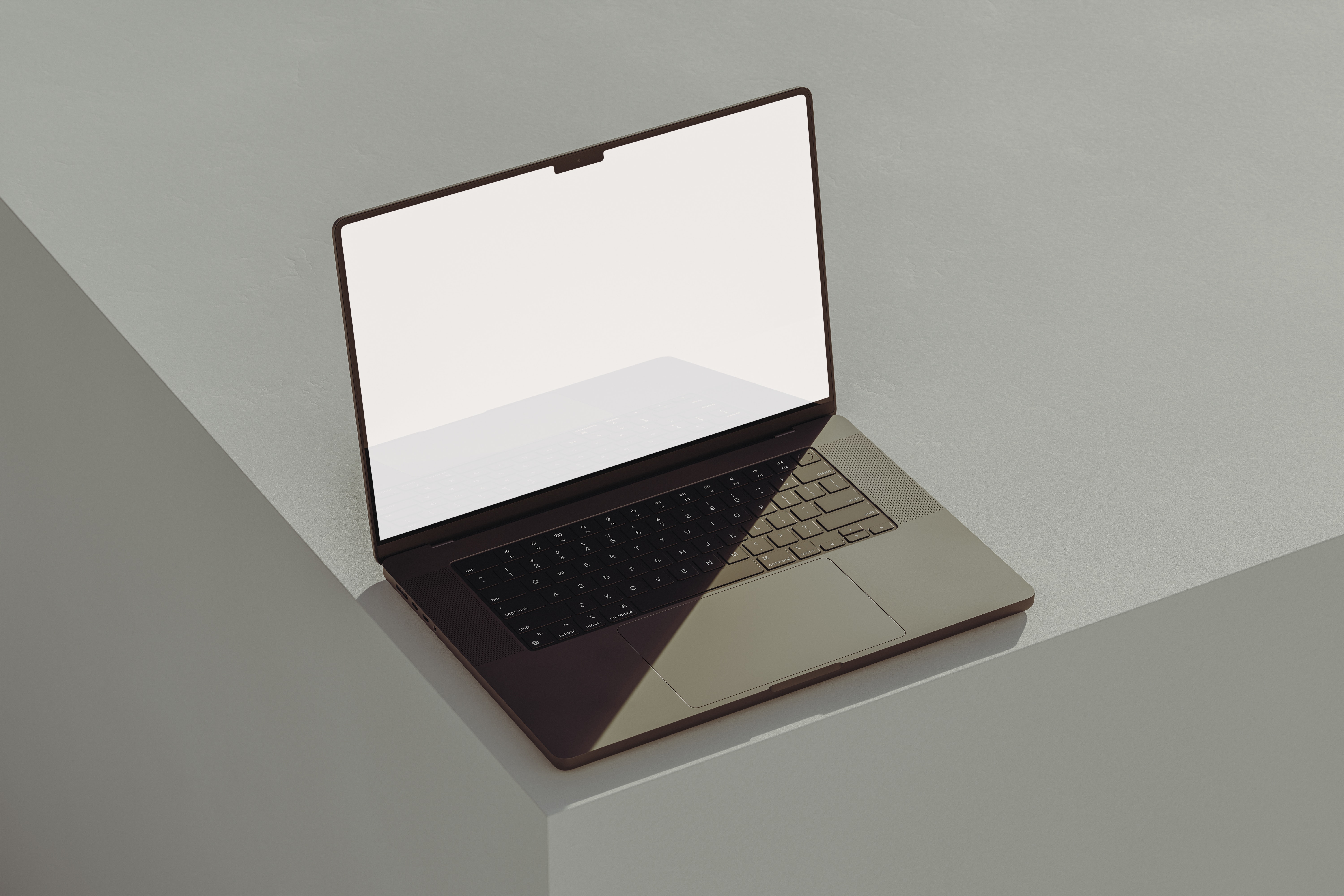 An open laptop on an abstract background